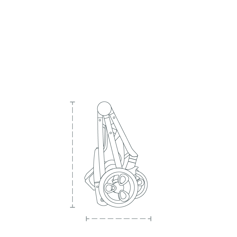 An outline of the Maeve iso 6x Wind Pet Car Seat and lines to measure it
