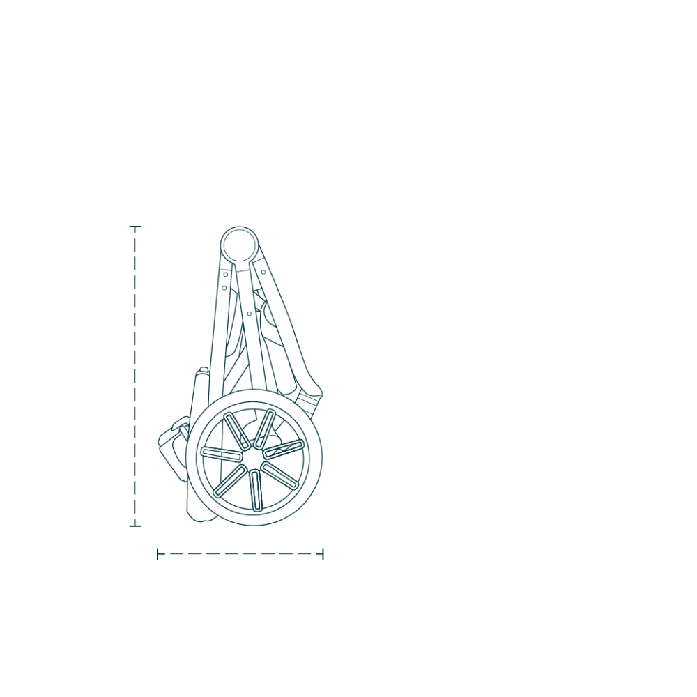 An outline drawing of a Roscoe Trek Pet Stroller Frame