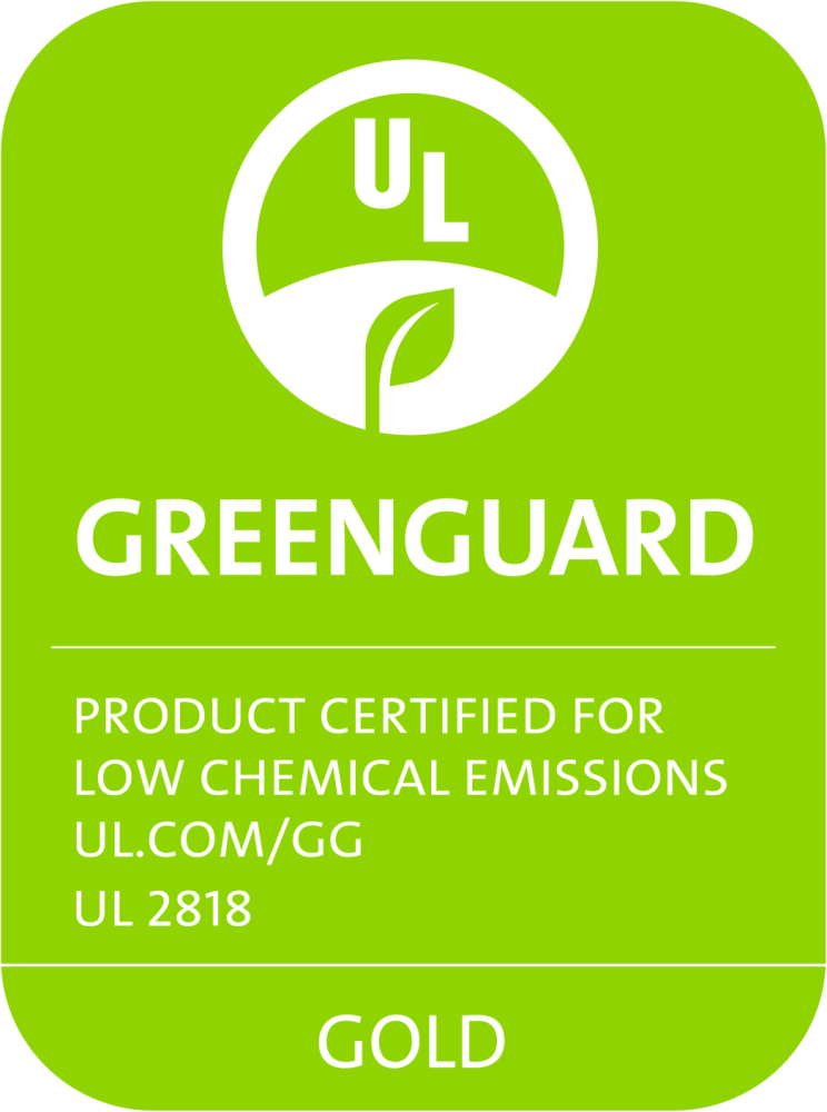 GREENGUARD GOLD | PRODUCT CERTIFIED FOR LOW CHEMICAL EMISSIONS: UL.COM/GG UL 2818